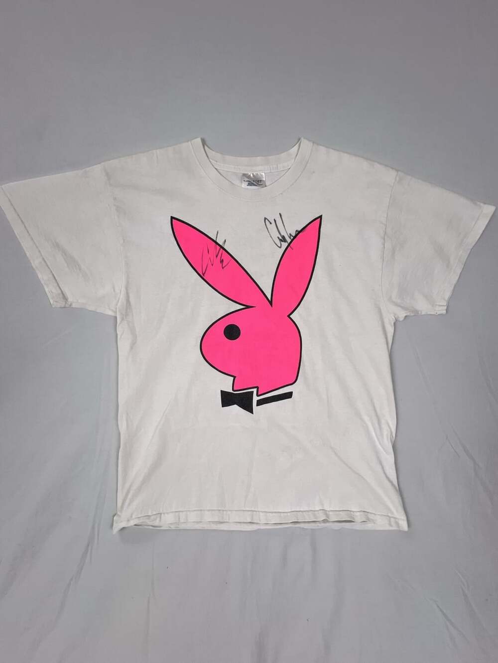 Playboy Chippendales Signed T-Shirt White Pink M